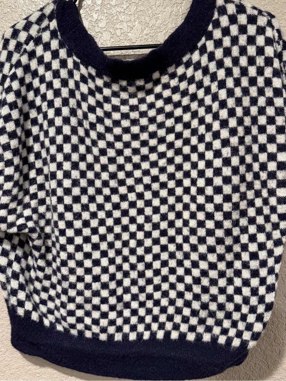 Free people Checkerboard Knit V-Neck Sweater Vest - Navy & White - Picture 4 of 5